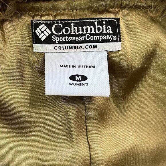 Columbia Tan Corduroy Faux Fur Collar Zip Front Vest Women's Medium EUC - Picture 12 of 14